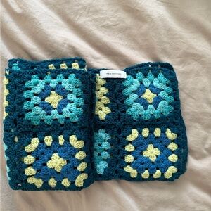 Urban Outfitters Teal and Blue Crochet Scarf